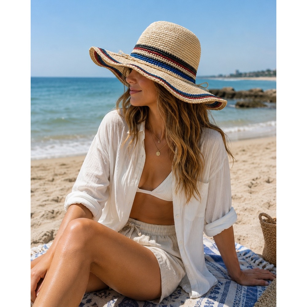Authentic Scala Straw Wide Brim Hat Womens Preppy Stylish Summer